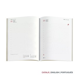 Miquelrius - 2024 Year to View Diary Plus Size 155 x 213 mm (similar to A5) Flexible Faux Leather Stitched Cover Catalan, English and Portuguese Blue