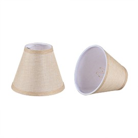 Aspen Creative 51020-2, Hardback Empire Transitional Clip-On Chandelier Shade, Gold Linen Texture Fabric, 3" Top x 6" Bottom x 5" Slant, Set of 2