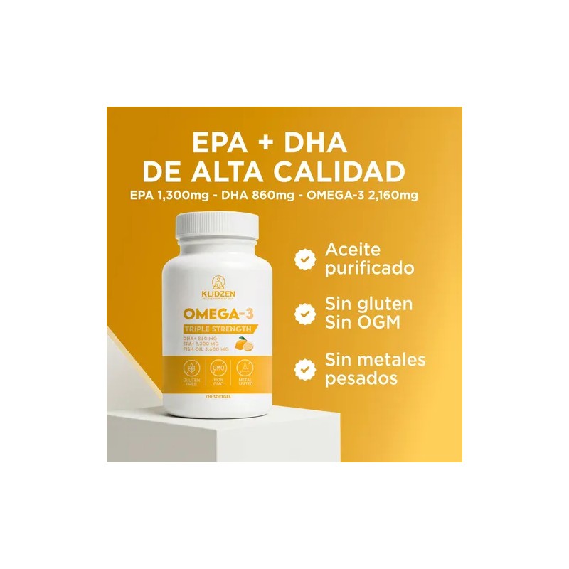Klidzen Omega 3 3600mg Epa Dha 120 Softgel Limon Corazón
