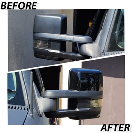 HECASA Tow Mirror Caps Covers Compatible with 1988-2019 Chevy Silverado GMC Sierra Truck Pickup Replacement for 23444125 23444126 23444119 2344412 Plastic Glossy Black