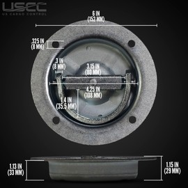 US Cargo Control Recessed D-Ring Rotating Pan Fittings (4-Pack), 6,000 LBS Break Strength, Swivels 360 Degrees, Zinc-Plated 6-Inch Recessed Tie Down Anchors for Trailers and Flatbeds