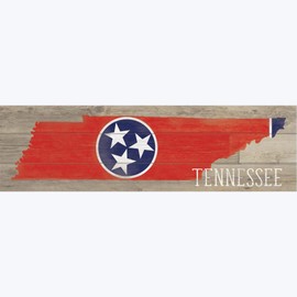 Young's Inc Wood Tennessee Wall Sign - Tennesse -36'' x 11'' - State Shape Flag