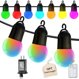 SWEIFI RGB Outdoor String Light, 25ft LED Terrace Light with Remote Control and Timer, Commercial Grade Waterproof and Drop Resistant Connectable DIY, Suitable for Terrace, Backyard, Bistro, Party