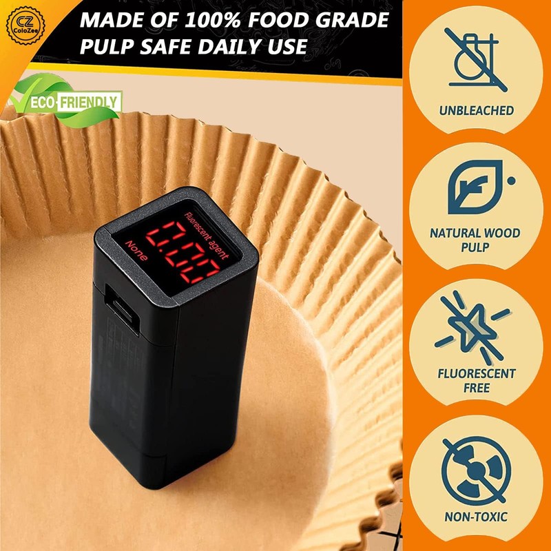 Backpapier für Heißluftfritteuse, 100 StückAirfryer Backpapier 20-24cm, Antihaft Wasserdicht Ölfest