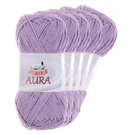 5 x 100 g Aura Cotton Linen Yarn, Knitting Yarn, Crochet Yarn, Choice of Colours, Colour: Lilac