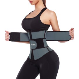 ANGOOL Neopren Waist Trainer For Women,Workout Plus Size Trimmer Belt Sauna Sweat Corset Cincher With Zipper L Gray-Dark