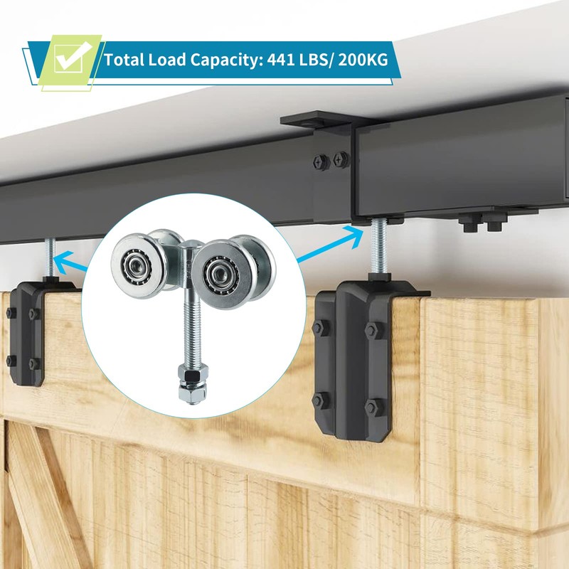 Skelang 2-Pack Box Rail Hnager, Double Wheel Rail Hanging Trolley,