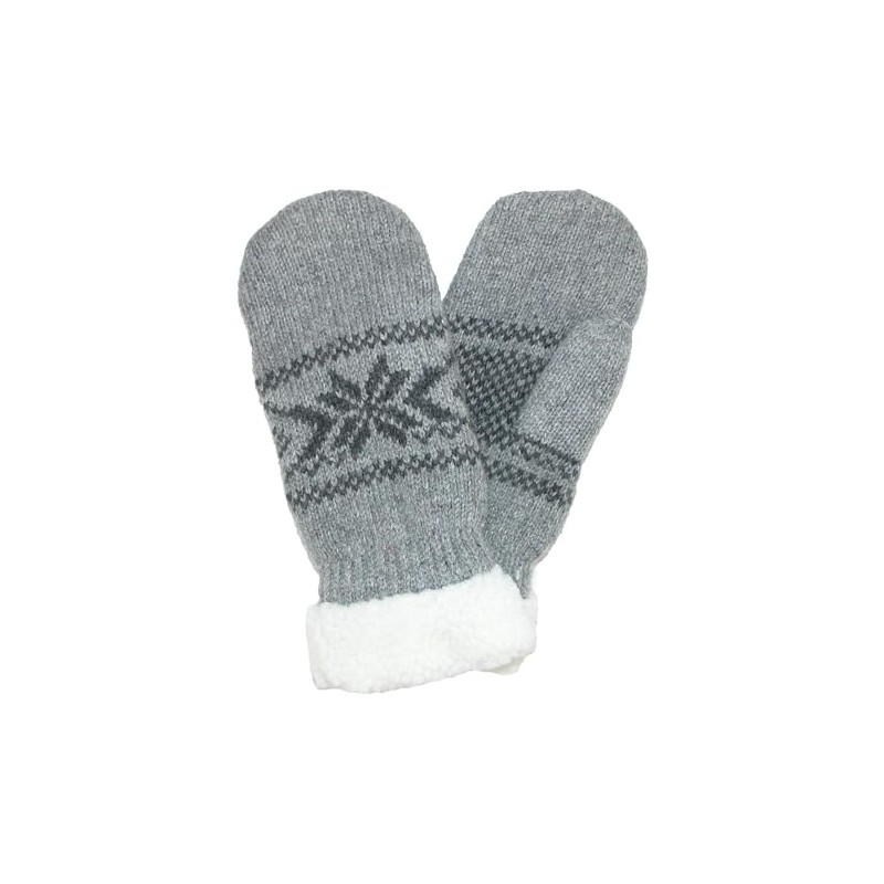 Grand Sierra Women's Ragg Wool Snowflake Mitten, Light Grey