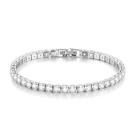 Gold Tennis Bracelet, Stretch Hand Jewelry for Women Men, Luxury Shiny (Simulated Diamond) - Christmas or Birthday Gift, Adjustable, Rhinestone, Rhinestone