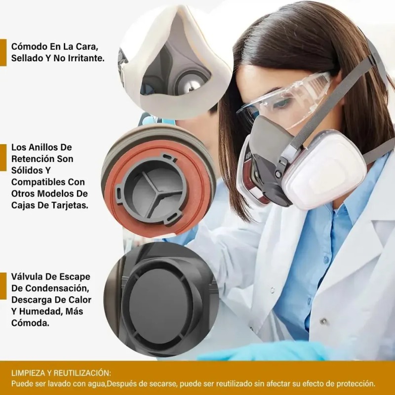 Mascarilla de Media Cara YHDM 6200 con Gafas para Pintura