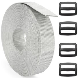 DEYACE 2 Inch Nylon Webbing Strap with Plastic Tri-Glide Slide Clips, 10 25 50 Yards Heavy Duty Nylon Strapping for Indoor or Outdoor Gear, DIY Crafting, Repairing