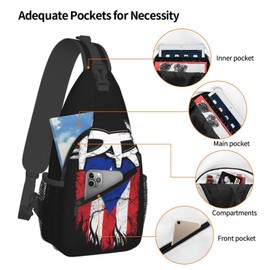 PVTIONXIE Puerto Rico Flag Sling Backpack for Women Men, Chest Bag Daypack Crossbody for Travel Sport Running Hiking
