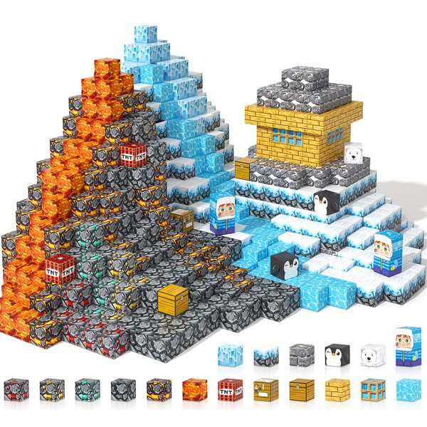 110PCS Magnetic Blocks Kids Magnet Toys Ice Fire World Inspired