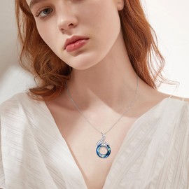 Dragon Necklace 925 Sterling Silver Dragon Pendant Necklace Animal Jewelry Gifts for Women Men