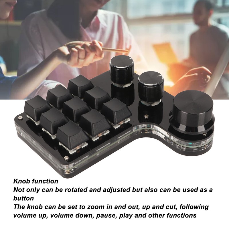 Mini 9 Key Keypad with 3 Knob RGB Light Blue