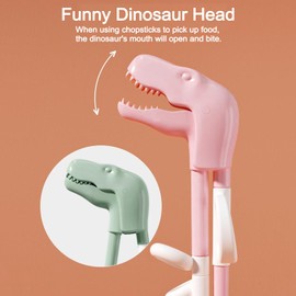 Dinosaur Training Chopsticks,2pcs Chopsticks For Kids ,Reusable Chopsticks Learning Chopstick Helper,Pink+Green