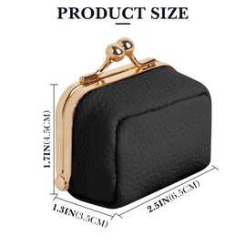 ReignSword Mini Jewelry Travel Case, Small Vegan Leather Jewelry Box for Women, Vintage Coin Purse Jewelry Organizer with Kiss Lock for Earring, Ring, Necklace (Black)
