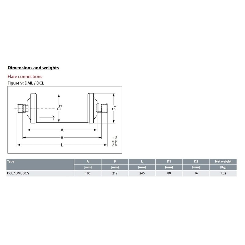 Filter Drier Danfoss Dcl307 7/8 Odf