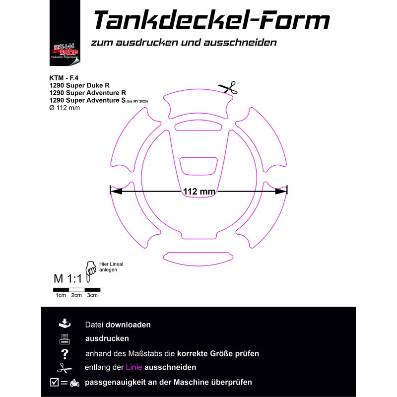 BIKE-label Tank Pad Fuel Cap Compatible with KTM 1290 Super
