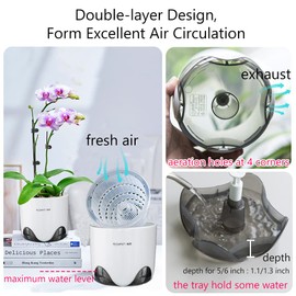 Meshpot 5 inch Orchid Pots with Holes,Set of 2,Double Layer Plastic Imitate Ceramic Texture Orchid Planter,Inner Clear Orchid Pot Match Outer Decorative Orchid Container