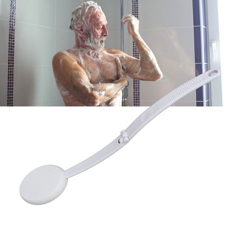 Folding Curved Handle Bath Brush with 2 Heads Anti Slip