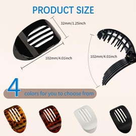 Chtaoxin 4 Pcs Flat Hair Claw Clips, Strong Hold Curved Comfortable, Matte No Slip Ellipse Lay down Claw Clips, Hair for Women and Girls Colour Accessories Gifts