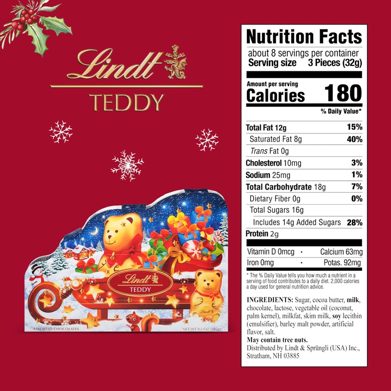 Lindt TEDDY Sleigh Assorted Chocolate Advent Calendar, Box of Assorted