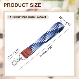 sourcing map Wrist Lanyard Keychain, 200mm Braided Wristlet Strap with Silver Clasp, Hand Key Holders Lanyard for Women Men Car Keys ID Badges Card Wallet, Blueberry
