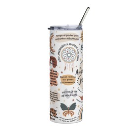 Vaso Térmico Amor Propio Positivo 600ml Acero Inoxidable con Tapa y Popote Frases Motivacionales Autocuidado Mujer Regalo Inspirador Termo Reutilizable Café Té Travel Tumbler
