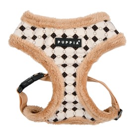 Puppia Jace Dog Harness Over-The-Head Warm Winter Diamond Pattern Adjustable Chest for Small and Medium Dog, Beige, Medium