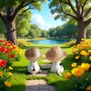 2Pc Novelty Summer Adjustable Pet Dog Outdoor Straw Hat Puppy