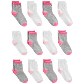 Simple Joys by Carter's 12-Pack Socks, Grey/Pink/White, 6-12 Months