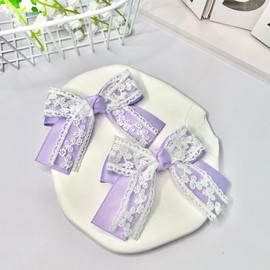Set of 2 Lavender Floral Lace Ribbon Hair Clips [Parallel Imported]