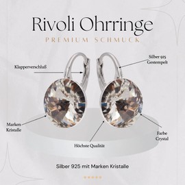 Rivoli Earrings Austrian Zirconia 925 Silver - Jewellery for Women and Girls - Drop Earrings Ideal for Gifts for Women