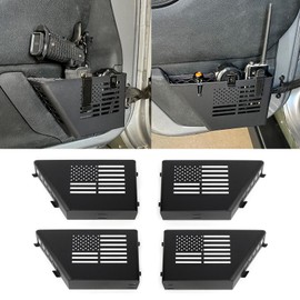DXGTOZA Metal Front & Rear Door Storage Pockets - 4PCS Stainless Steel Door Side Insert Organizer Box for Jeep Wrangler JK JKU 2007-2018