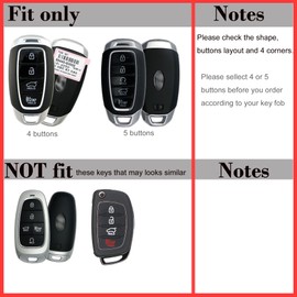 Genuine Leather Key Fob Cover Case Protector for Hyundai Santa Fe Elantra GT Hatchback Palisade Elantra Kona Venue Veloster N