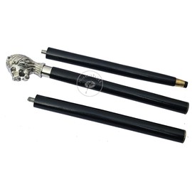 Sanahill Walking Hand Cane Stick Designer Handmade Walking Stick for Men & Women Solid Metal and Natural Wood (Silver Lion Head), 36 inches