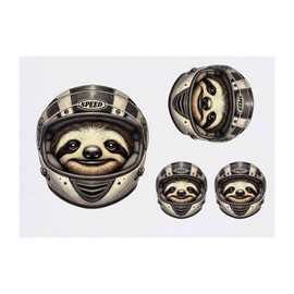 4 x 'Sloth Racing Driver' Temporary Tattoos - Water Resistant, Skin-Safe, Non-Toxic Transfers, Mixed Sizes (TO00081428)