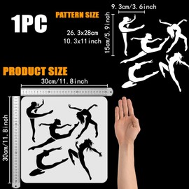 FINGERINSPIRE Dancing Girl Painting Stencil 30x30cm Reusable Dancers Spraying Stencil Yoga Woman Stencil Large Slim Figure Stencil PET Decorative Hollow Out Template for DIY Wall Scrapbook Fabric