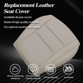 SecosAutoparts Tan Perforated Front Driver & Passenger Side Bottom Microfiber Leather Replacement Seat Covers Compatible with Jeep Grand Cherokee 2011 2012 2013 2014 2015 2016