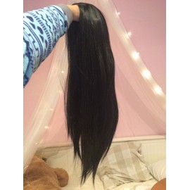 Black Synthetic Lace Front Wig 13x3 Straight HD Natural Middle Parting 180% Density 1B Heat Resistant Replacement Hair for Woman