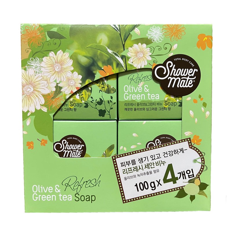 Shower Mate 샤워메이트 리프레시 올리브 앤 그린티 솝 비누 100g
