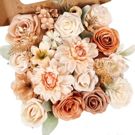 Juego de caja de flores artificiales con tallos artificiales, ramo de flores artificiales para centros de mesa de boda, arreglos para baby shower, fiesta, decoración del hogar