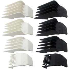 HaeKap New Clipper Guards Replacement - 8 Piece Clipper Guides For Wahl Peanut, Trimmer Cutting Guides Set - Compatible with Peanut Blade, Black & White