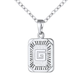 U7 Monogram Necklace A-Z 26 Letters Pendants Platinum Plated Chain with Letter G Initial Necklaces for Men Women