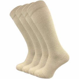 GAWILO Women's & Men's Compression Stockings (4 Pairs) | Support Stockings | Travel & Flight Knee Socks Made of Breathable Cotton, beige