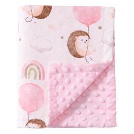 iEvolve Baby Nursery Bed Blankets Ultra Soft Double Layer Mini Blanket Minky Blanket Receiving Blankets Shower Gifts(Hedgehog,30 * 47in)