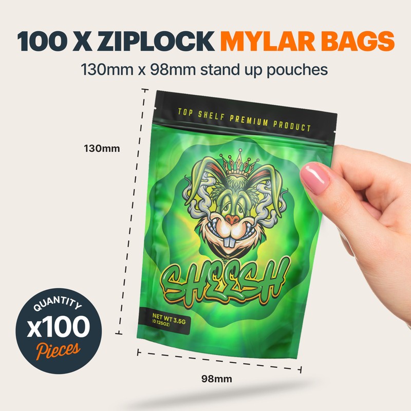 Dank Part 2-100 x Resealable Foil-Lined Mylar Bags (9.8cm x