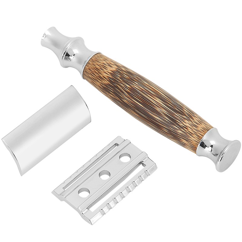 Professional Men Bamboo Handle Manual Shaver Portable Beard Body Hair