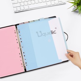 Uquelic 3 Ring Binder with 12 Binder Pocket Folders, Letter Size, Color Binder Pouch for Important Paper Files, Documents, Photos, Letters, Cards (Macaron 2 Pack)